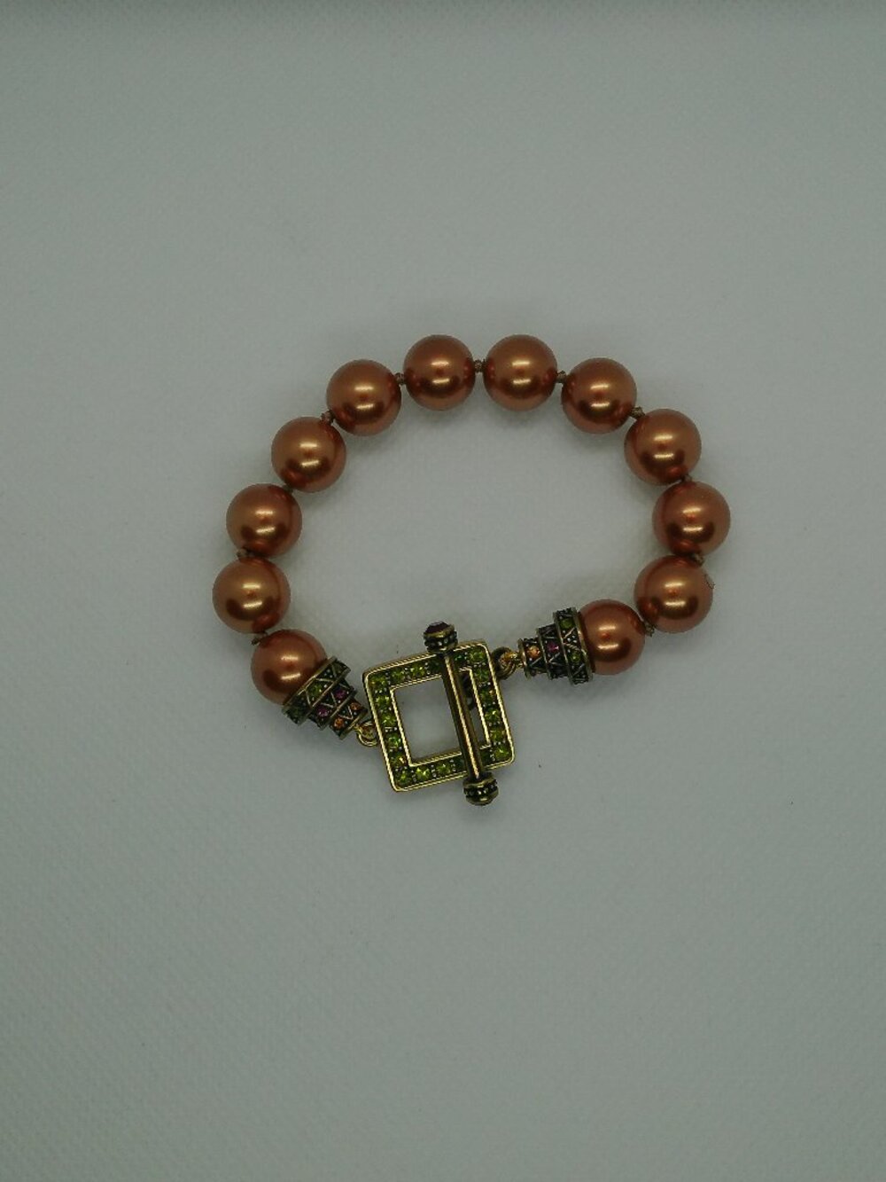 Bracelet Heidi Daus Rose Colored Simulated Pearls w/Toggle Swarovski Crystals